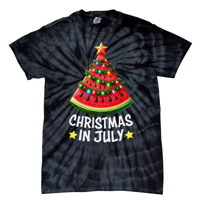 Christmas In July Watermelon Xmas Tree Tie-Dye T-Shirt