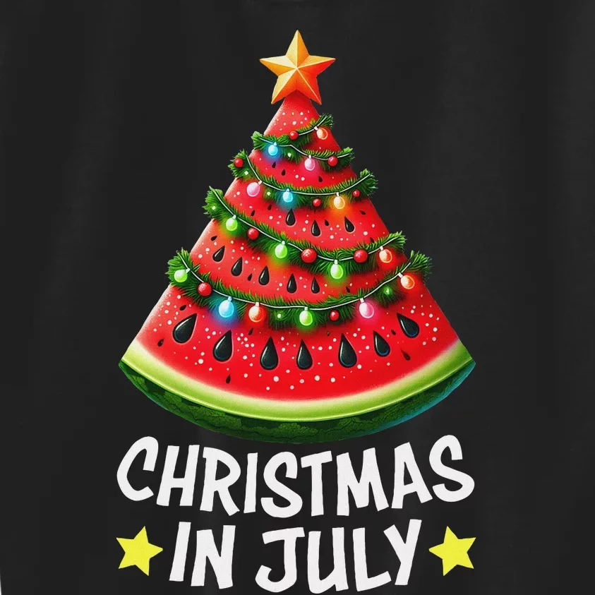 Christmas In July Watermelon Xmas Tree Kids Sweatshirt