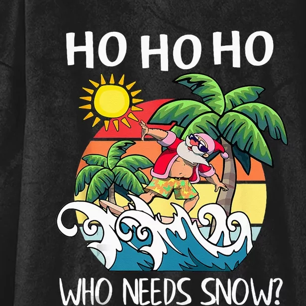 Christmas In July Funny Santa Surfing Summer Beach Vacation Hooded Wearable Blanket