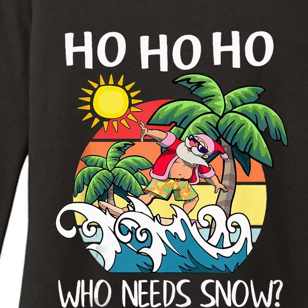 Christmas In July Funny Santa Surfing Summer Beach Vacation Womens CVC Long Sleeve Shirt