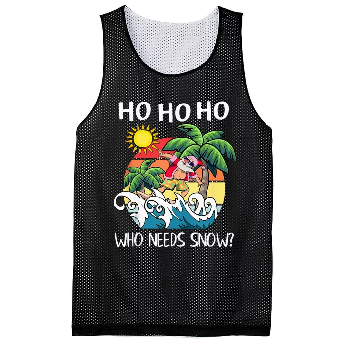 Christmas In July Funny Santa Surfing Summer Beach Vacation Mesh Reversible Basketball Jersey Tank