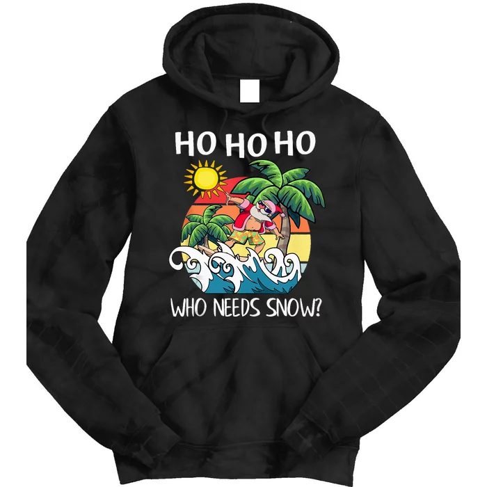 Christmas In July Funny Santa Surfing Summer Beach Vacation Tie Dye Hoodie