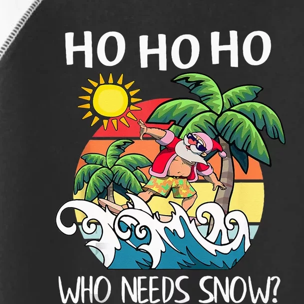 Christmas In July Funny Santa Surfing Summer Beach Vacation Toddler Fine Jersey T-Shirt