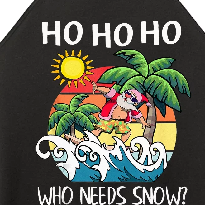 Christmas In July Funny Santa Surfing Summer Beach Vacation Women’s Perfect Tri Rocker Tank