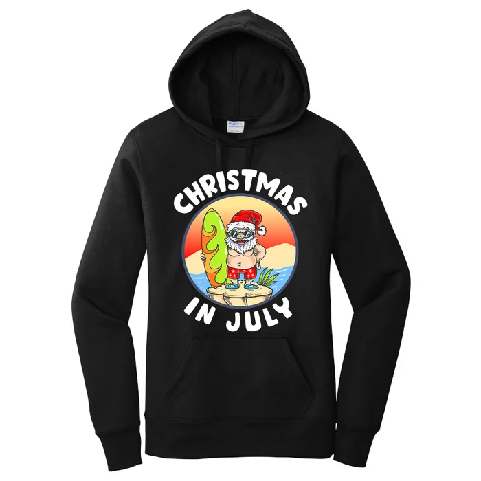 Christmas In July Santa Summer Beach Christmas In July Party Women's Pullover Hoodie