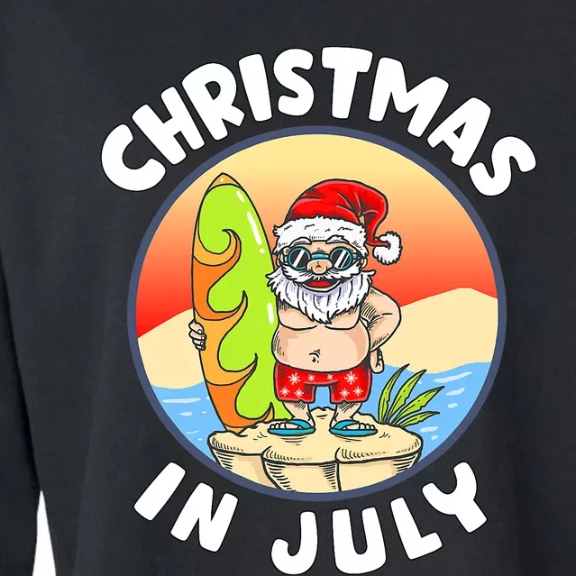 Christmas In July Santa Summer Beach Christmas In July Party Cropped Pullover Crew