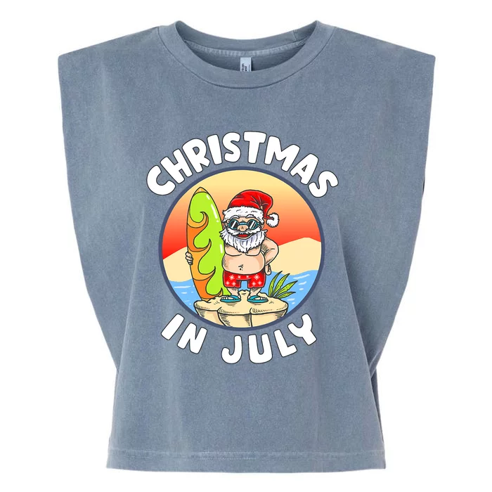 Christmas In July Santa Summer Beach Christmas In July Party Garment-Dyed Women's Muscle Tee