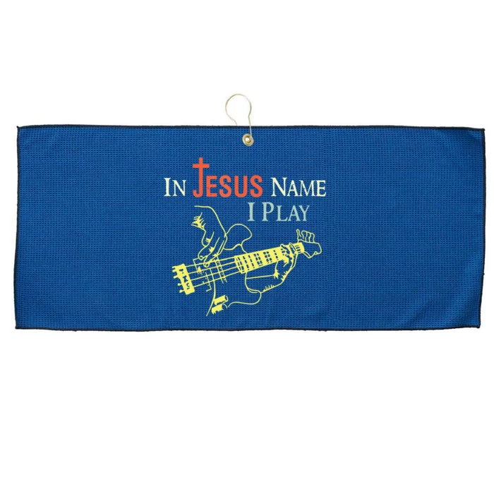 Christian In Jesus Name I Play Guitar Large Microfiber Waffle Golf Towel