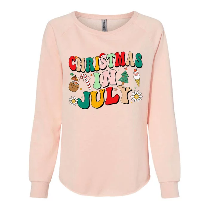 Christmas In July Groovy Xmas Summer Womens California Wash Sweatshirt