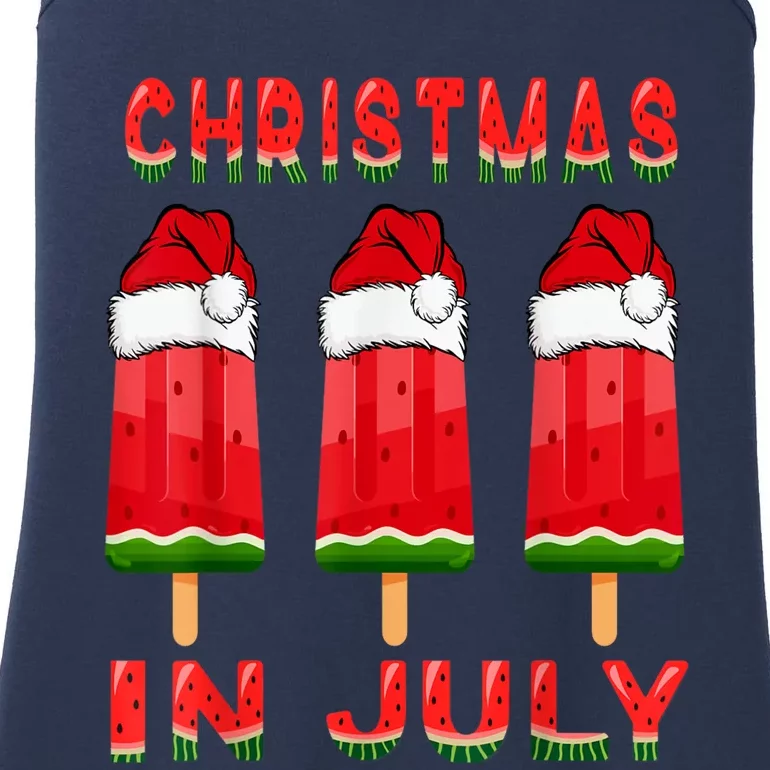 Christmas In July Watermelon Ice Pops Fun Christmas In July Ladies Essential Tank