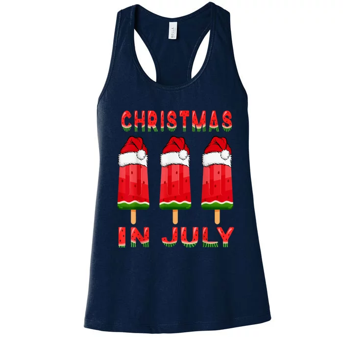 Christmas In July Watermelon Ice Pops Fun Christmas In July Women's Racerback Tank