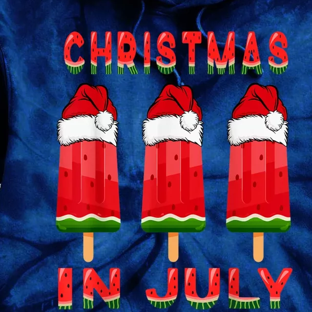 Christmas In July Watermelon Ice Pops Fun Christmas In July Tie Dye Hoodie