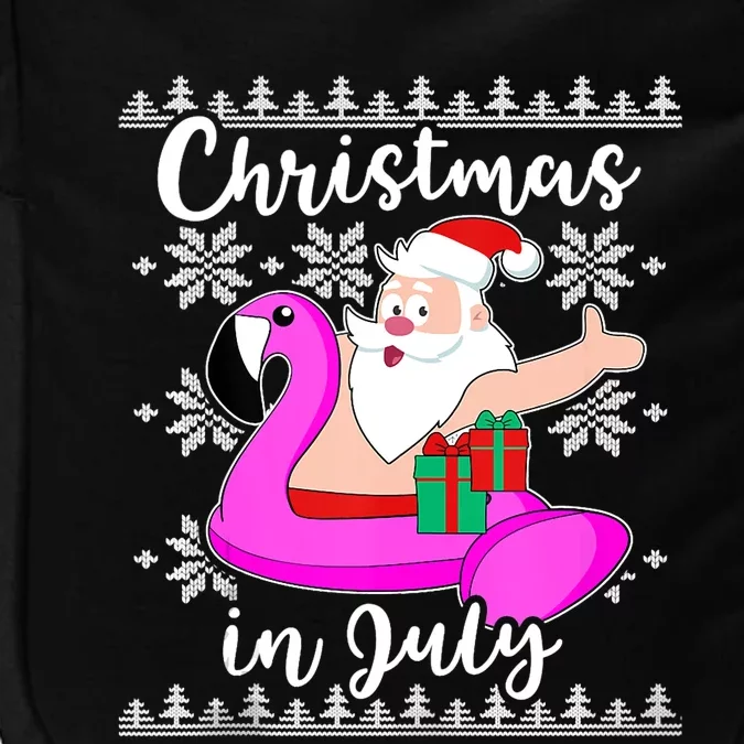 Christmas In July Ugly Santa Flamingo Pool Float Impact Tech Backpack