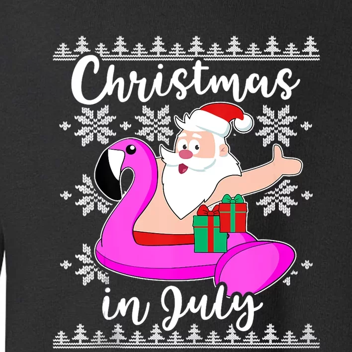 Christmas In July Ugly Santa Flamingo Pool Float Toddler Sweatshirt