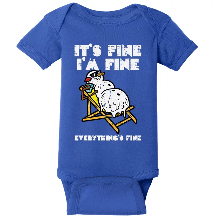 Christmas In July Snowman Melting Fine Funny Baby Bodysuit