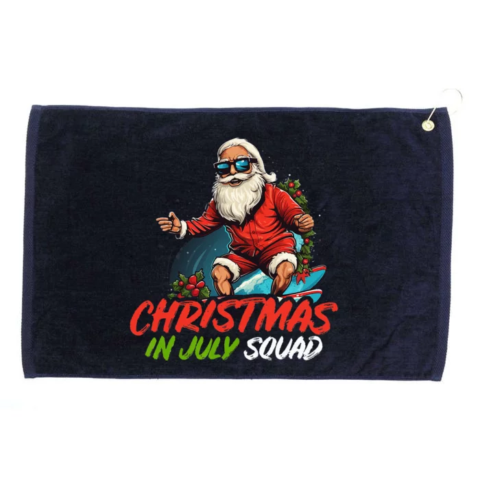 Christmas Im July Summer Santa Claus Beach Hawaii Surfer Grommeted Golf Towel