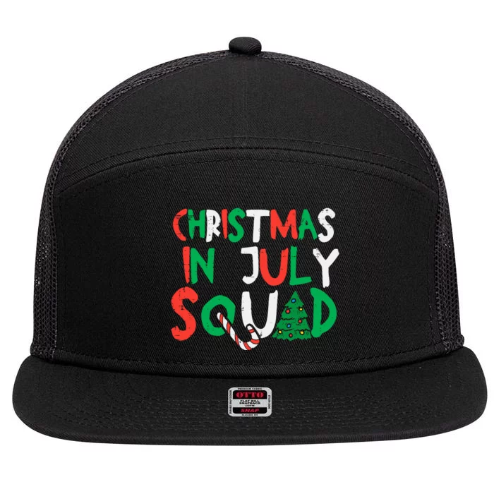 Christmas In July Squad Funny Summer Xmas 7 Panel Mesh Trucker Snapback Hat