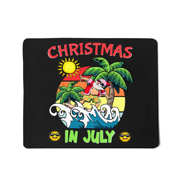 Christmas In July Funny Santa Surfing Summer Beach Vacation Mousepad