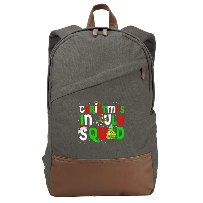 Christmas In July Squad Funny Summer Xmas Cotton Canvas Backpack