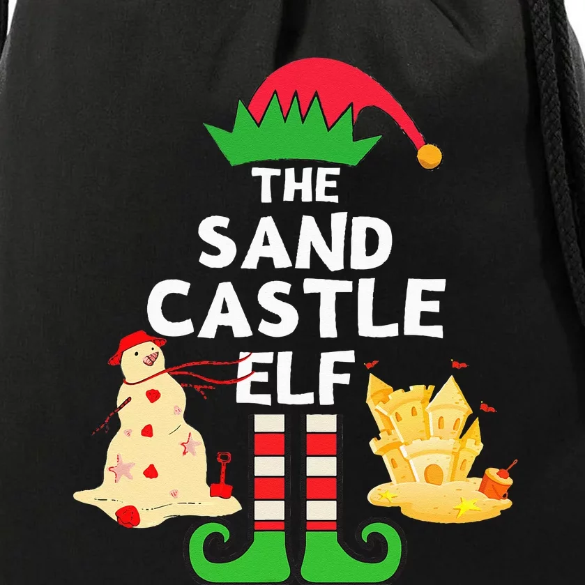 Christmas In July Sandcastle Elf Summer Beach Vacation Party Drawstring Bag