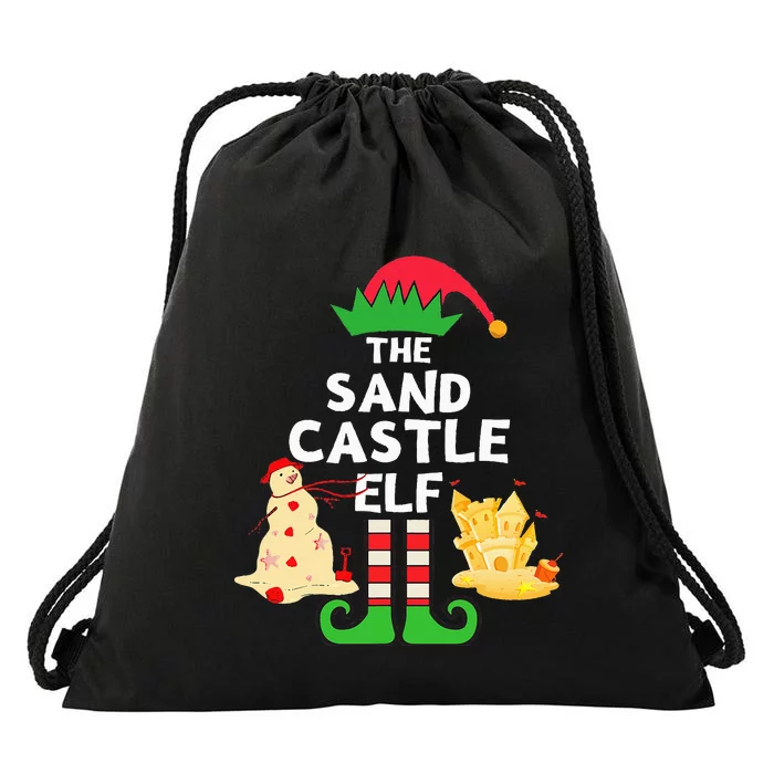 Christmas In July Sandcastle Elf Summer Beach Vacation Party Drawstring Bag