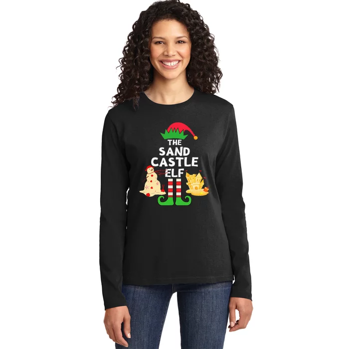 Christmas In July Sandcastle Elf Summer Beach Vacation Party Ladies Long Sleeve Shirt