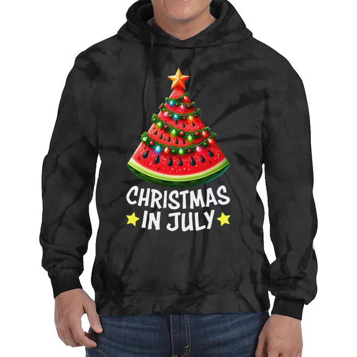 Christmas In July Watermelon Xmas Tree Summer Women Tie Dye Hoodie