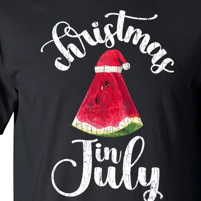 Christmas In July Watermelon Fun Santa Beach Summer Graphic Tall T-Shirt