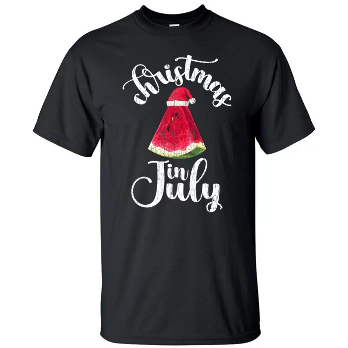 Christmas In July Watermelon Fun Santa Beach Summer Graphic Tall T-Shirt