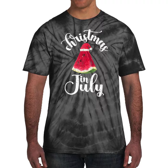 Christmas In July Watermelon Fun Santa Beach Summer Graphic Tie-Dye T-Shirt