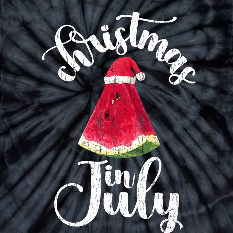 Christmas In July Watermelon Fun Santa Beach Summer Graphic Tie-Dye T-Shirt