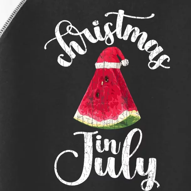 Christmas In July Watermelon Fun Santa Beach Summer Graphic Toddler Fine Jersey T-Shirt