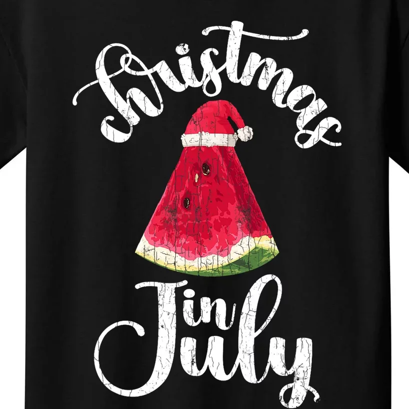 Christmas In July Watermelon Fun Santa Beach Summer Graphic Kids T-Shirt