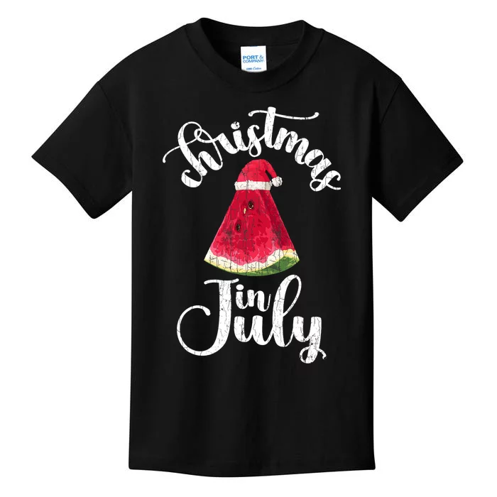 Christmas In July Watermelon Fun Santa Beach Summer Graphic Kids T-Shirt