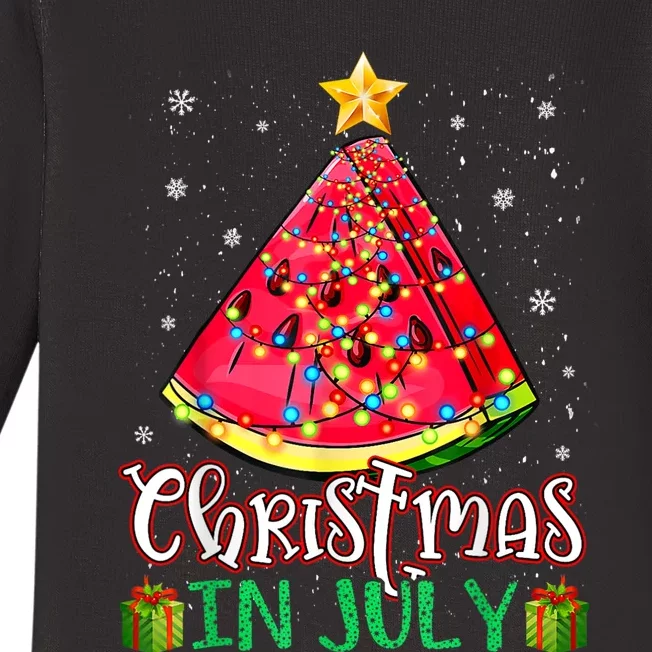 Christmas In July Watermelon Xmas Tree Summer Baby Long Sleeve Bodysuit