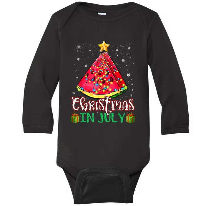 Christmas In July Watermelon Xmas Tree Summer Baby Long Sleeve Bodysuit