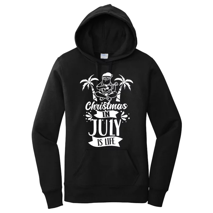 Christmas In July Is Life Summer Humor Santa Sarcastic Women's Pullover Hoodie