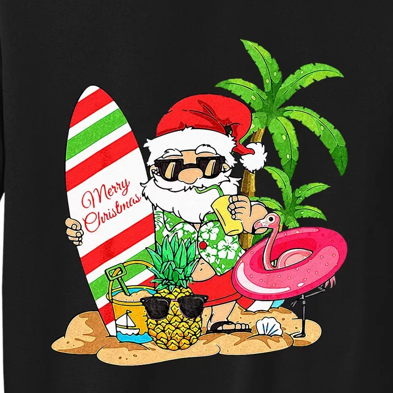 Christmas In July Santa Hawaiian Summer Surf Surfing Surfer Sweatshirt