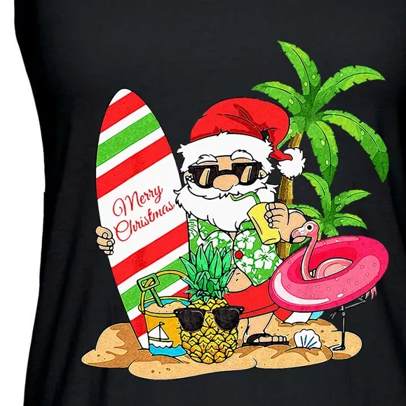 Christmas In July Santa Hawaiian Summer Surf Surfing Surfer Ladies Essential Flowy Tank