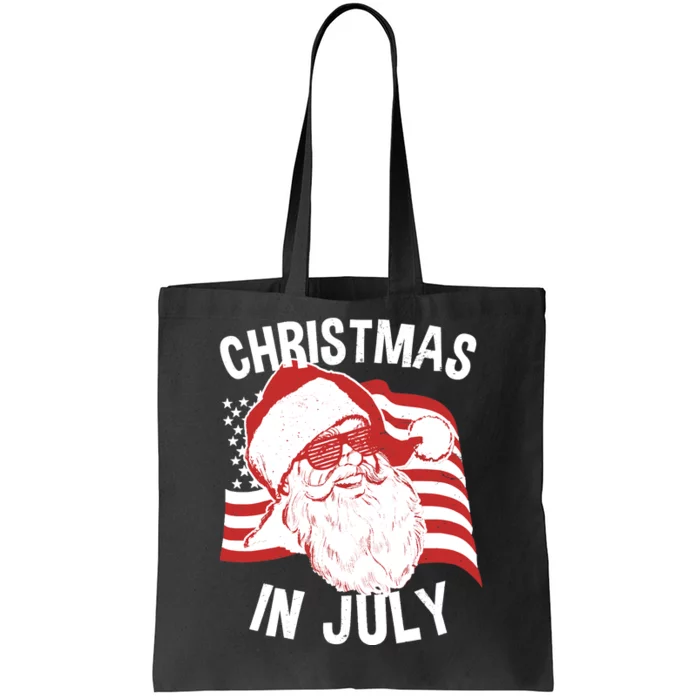 Christmas In July | Retro Hipster Santa 4th of July Tote Bag