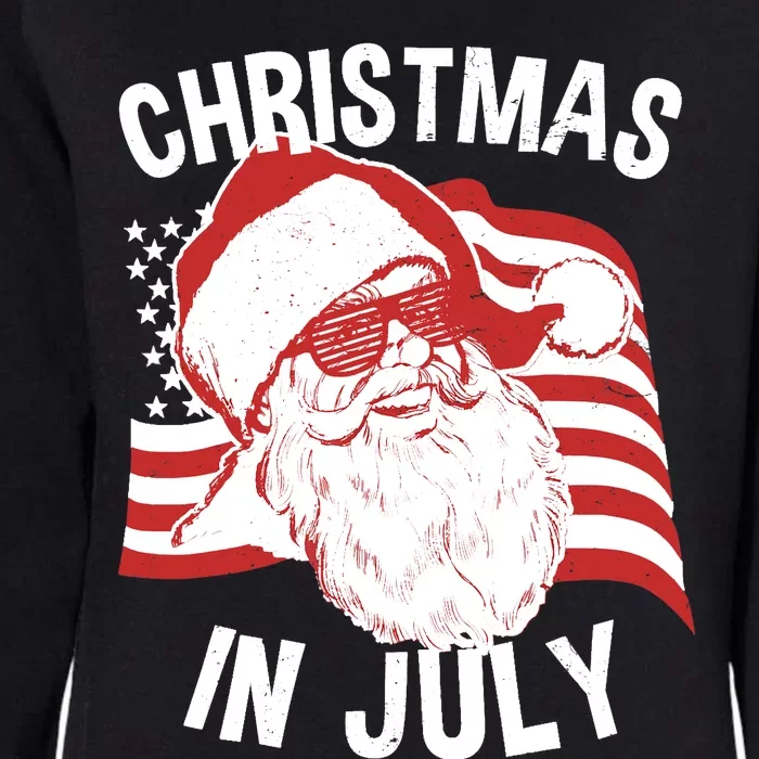 Christmas In July | Retro Hipster Santa 4th of July Womens California Wash Sweatshirt