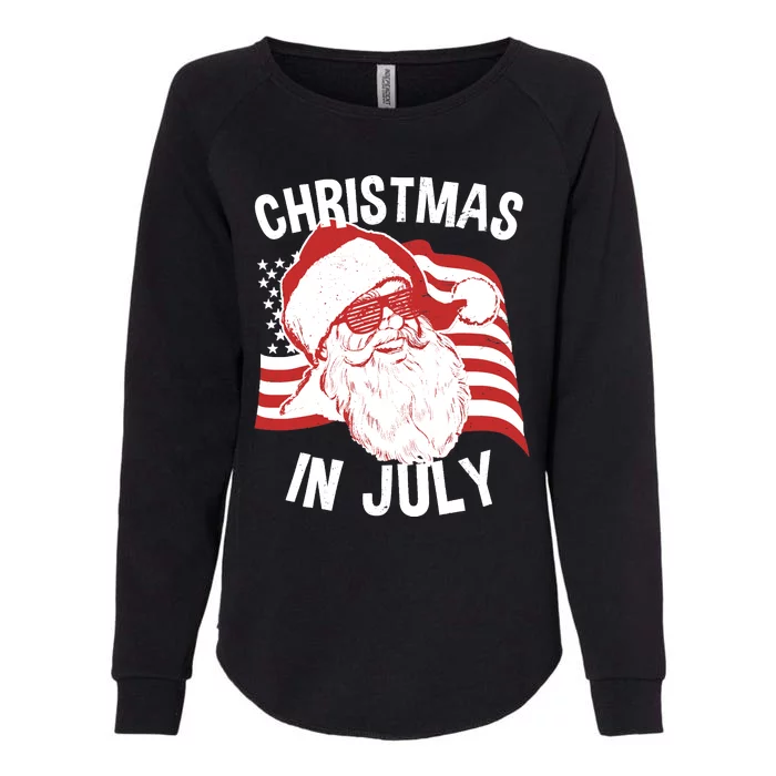 Christmas In July | Retro Hipster Santa 4th of July Womens California Wash Sweatshirt