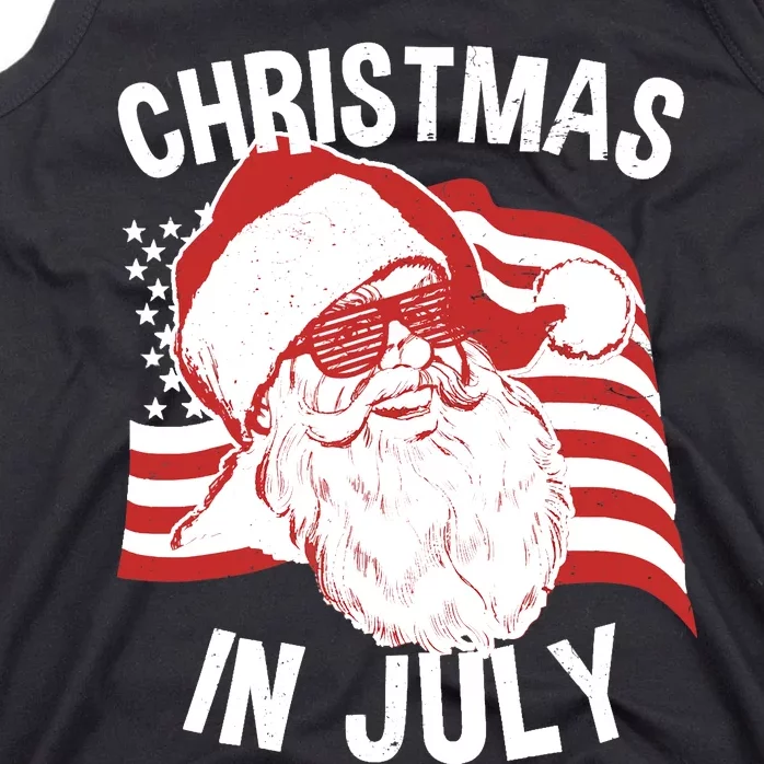 Christmas In July | Retro Hipster Santa 4th of July Tank Top