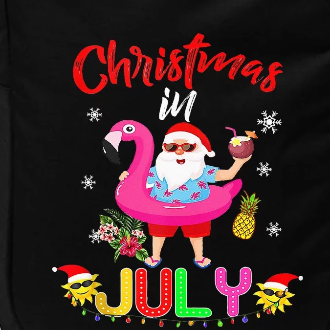 Christmas In July Santa Hawaiian Flamingo Summer Beach Impact Tech Backpack