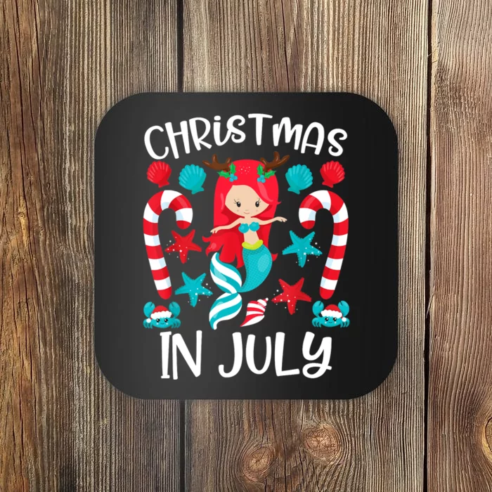 Christmas In July Cute Mermaid Summer Coaster