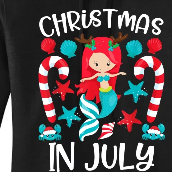 Christmas In July Cute Mermaid Summer Women's Pullover Hoodie