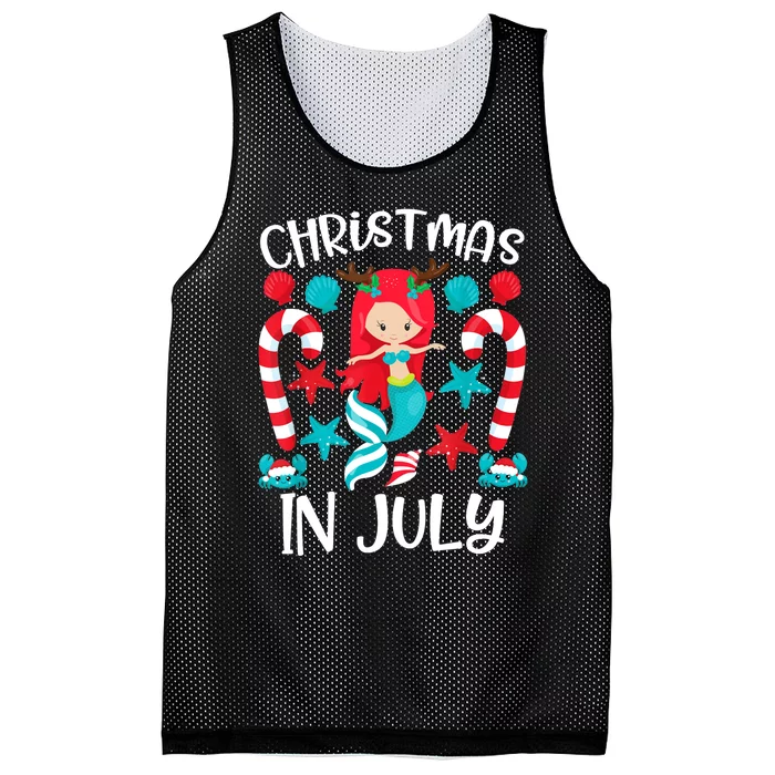 Christmas In July Cute Mermaid Summer Mesh Reversible Basketball Jersey Tank