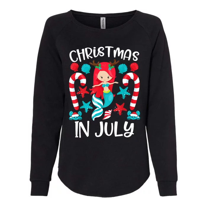 Christmas In July Cute Mermaid Summer Womens California Wash Sweatshirt