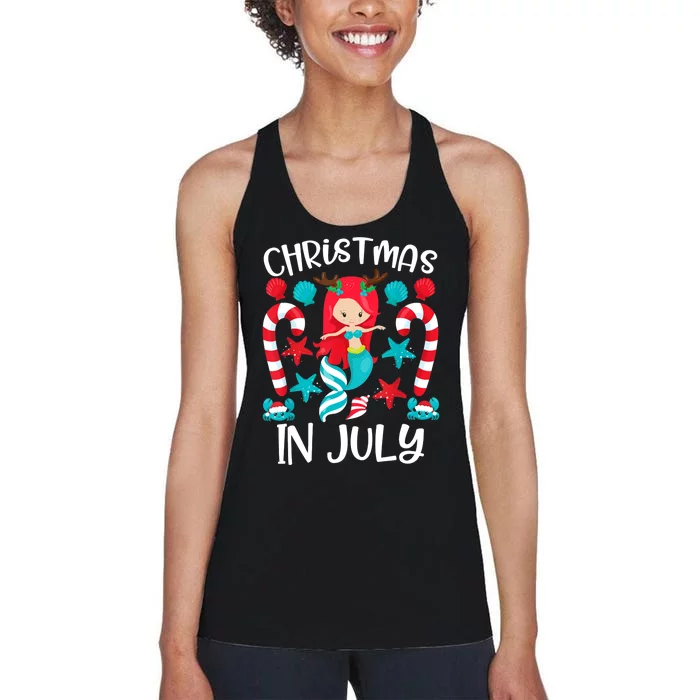 Christmas In July Cute Mermaid Summer Women's Racerback Tank