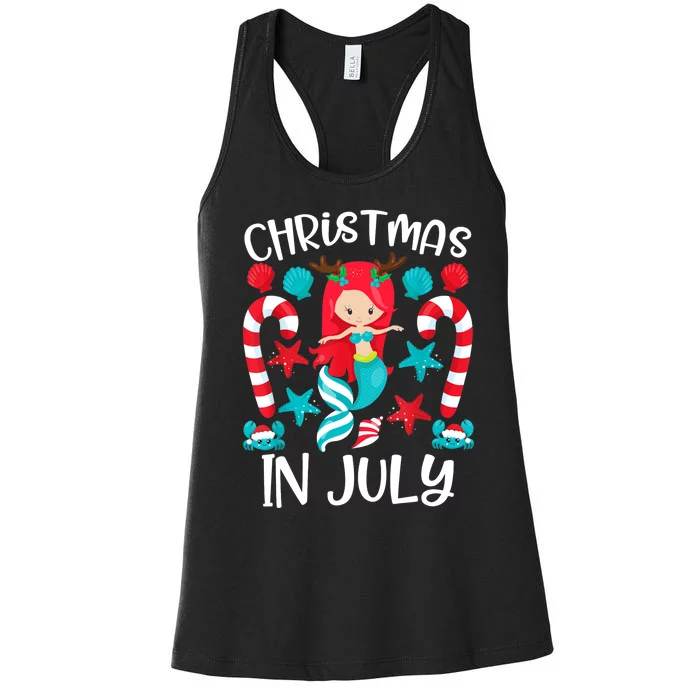 Christmas In July Cute Mermaid Summer Women's Racerback Tank